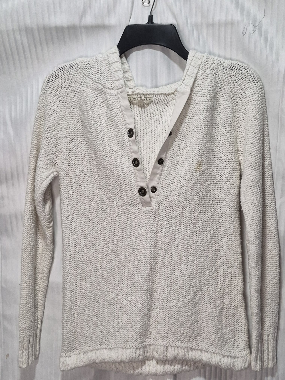 Women's Cream Knit Henley Sweater Top Old Navy Size Medium
